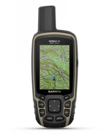 Garmin GPSMAP 65-handnavigator voor nauwkeurige GPS-positionering Handbediende Garmin GPSMAP 65-navigator met een kleurrijk kaartenscherm en een toetseninterface.