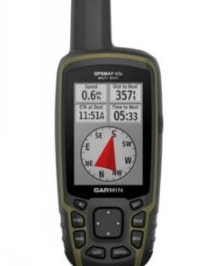 Garmin GPSMAP 65S GPS-apparaat met compact ontwerp en kleurenscherm. Garmin GPSMAP 65S -kaartplotter, zwart-olijfgroen, grote knoppen en kleurenscherm met kompas.