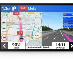 Garmin DriveSmart 76 EU MT-S-navigator met kaartweergave. Breedbeeld GPS-navigator met kaartweergave, wegwijzers en snelheidsbeperkingen.