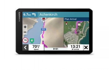 Garmin Camper 795 EU GPS-navigator met uitgebreide kaarten Breedbeeld GPS-navigator, helder touchscreen, route en locatie zichtbaar.