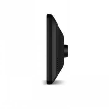 GARMIN CAMPER 795 EU - Zijprofiel van GPS-apparaat in zwart Dunne zijprofiel van een GPS-apparaat, zwarte kleur en vlak ontwerp, neutrale achtergrond.