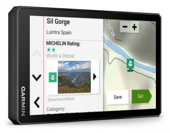 Garmin Zumo XT2 GPS-navigatiesysteem met routeweergave Garmin Zumo XT2-navigatiesysteem in gebruik, met een kaart en route-aanwijzingen op het scherm.