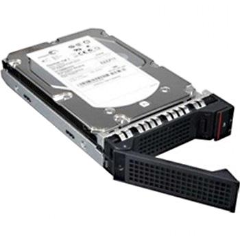 Lenovo ThinkSystem 4TB SAS-harde schijf met hot swap-mogelijkheid Lenovo 3,5 inch 4TB SAS-harde schijf met zwarte hot swap-behuizing en zilveren randen.