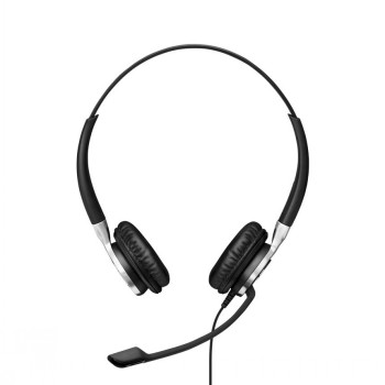 Epos SC 660 headset voor zakelijk gebruik, stijlvol en ergonomisch design. Zwart dubbelezijdige Epos SC 660 headset met microfoon, draaibare microfoon links.