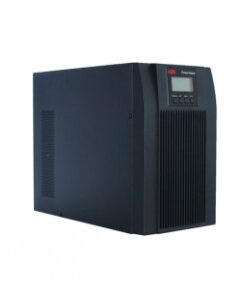 Zwarte torenvormige ABB Powervalue UPS-apparaat met digitaal scherm aan de voorkant.