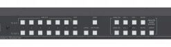 Kramer VS-62HA HDMI-matrixschakelaar met analoge audiofunctie Zwarte HDMI-matrixschakelaar met meerdere poorten en witte knoppen aan de voorkant.