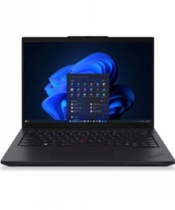 Zwarte Lenovo L14 G6 laptop, geopend met een Windows 11-besturingssysteem op het scherm.