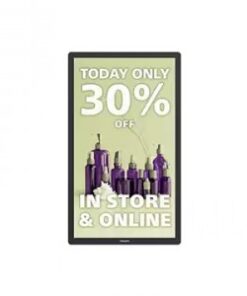 Philips 25-inch E-paperen monitor met een promotie van 30% korting op een paarse en lichtgroene achtergrond.