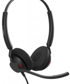 Zwarte Jabra Engage 40-stereokoptelefoon met USB-C-aansluiting, afneembare microfoon aan de zijkant.