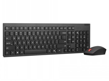 Lenovo Essential Wireless Keyboard & Mouse G2 Nordic-toetsenbord en muis Zwarte draadloos Lenovo-toetsenbord en muis op een witte achtergrond, NORDIC-indeling.