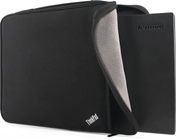 Lenovo ThinkPad beschermhoes 13” - stijlvolle bescherming voor uw laptop. Zwarte Lenovo ThinkPad beschermhoes, gedeeltelijk open en onthult een grijze voering.