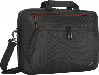 Lenovo ThinkPad Essential Plus Topload-tas 15.6 inch Zwarte Lenovo-tas met rode accenten en draagriem, geschikt voor een laptop van 15,6 inch.