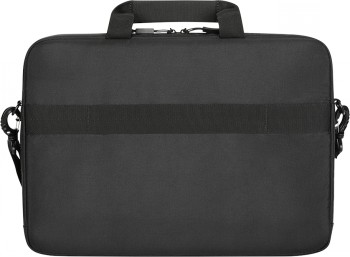 Lenovo Essential Plus 15,6 inch laptoptas, zwart Zwarte laptoptas met twee handgrepen en een afneembare schouderriem, van voren afgebeeld.