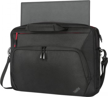 Lenovo Essential Plus Topload (Eco) laptoptas van 15.6 inch Zwarte Lenovo-tas met meerdere ritsvakken en verstelbare schouderriem, voor een laptop van 15.6 inch.