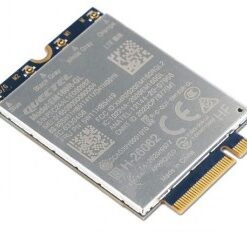 Dunne en rechthoekige Lenovo Quectel EM160R-GL 4G LTE-A M.2 netwerkadapter, metaal afwerking en aansluitpinnen aan de voorkant.