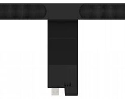 Lenovo ThinkVision MS30 soundbar, zwart, minimalistisch ontwerp, met USB-aansluiting.