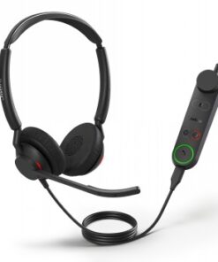 Zwarte Jabra Engage 50 II USB-C stereohoofdtelefoon met microfoon en bedieningspaneel.