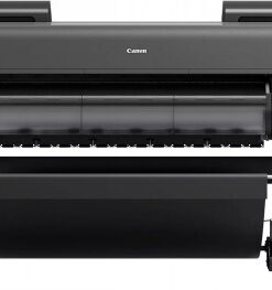 Grote zwarte Canon-printer, model ImagePROGRAF GP-4000, vooraanzicht, papierinvoer- en opvangunits zichtbaar.