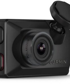 Kleine zwarte Garmin Dash Cam Mini X310 dashboardcamera, ronde lens en compact ontwerp.