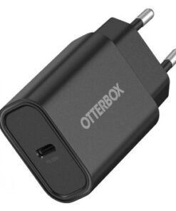 Otterbox USB-C 20W muuradapter zwart - krachtige en compacte oplossing Zwarte Otterbox USB-C-muuradapter met een USB-PD-poort van 20W vermogen en twee metalen pinnen.