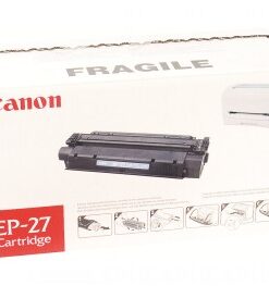 Voorkant van de verpakking van de Canon EP-27-toner cartridge, witte achtergrond, zwarte cartridge.