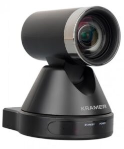 Zwarte Kramer K-CAMHD-camera met een stijlvolle standaard en een zichtbare lens aan de voorkant.