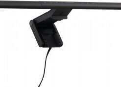 Zwarte Benq ScreenBar Pro-monitorlamp met metalen frame en compacte bevestigingsonderdelen.