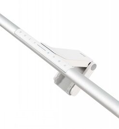 Zilverkleurige BenQ ScreenBar Pro multifunctionele lamp, draadloze bediening en gestroomlijnd ontwerp.