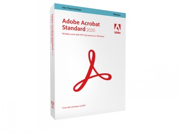 Adobe Acrobat Standard 2020 retailverpakking, witte doos met rood logo.