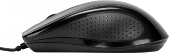 Targus Full-Size Optical Antimicrobial muis met ergonomisch ontwerp Zwarte bekabelde Targus-muis, ergonomisch ontwerp, zijaanzicht.