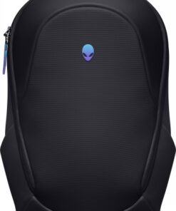 DELL Alienware 16-rugzak met minimalistisch design Stijlvolle zwarte DELL Alienware 16-rugzak met Alienware-logo, gewatteerde banden en modern design.