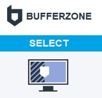 Grafische afbeelding met op een witte achtergrond het logo van de Lenovo Bufferzone Pro Select-software en een computerpictogram.