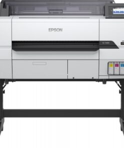 Epson SureColor SC-T3405-printer op een stand Witte Epson SureColor SC-T3405-printer op een stand, gezien van voren.