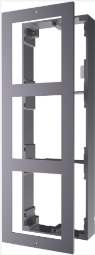 Driedelig metalen accessoire in grijs, geschikt voor Hikvision-toegangscontroleapparaten.
