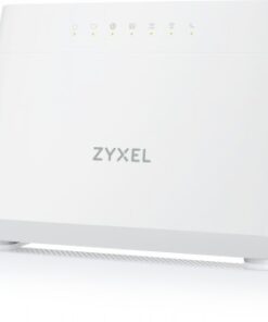 Witte, rechthoekige Zyxel-modem met knoppen en indicatielampjes op het voorpaneel.