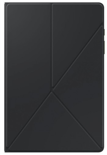 Samsung Tab A9+ beschermhoes, zwart, stijlvol en opvouwbaar Zwarte Samsung Tab A9+ beschermhoes, dun en opvouwbaar, met geometrisch ontwerp.