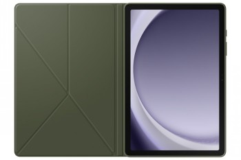 Samsung Tab A9+ hoes, stijlvol en praktisch design. Zwarte hoes voor Samsung Tab A9+ tablet, gepresenteerd open, minimalistisch ontwerp.