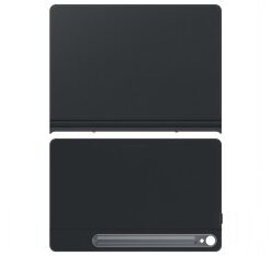 Samsung Smart Book Cover Tab S9 in het zwart, stijlvolle tablethoes. Zwarte Samsung Smart Book Cover-hoes geopend en gesloten, stijlvol en slank ontwerp.