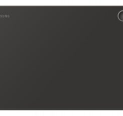 Zwarte Samsung Book Cover-hoes voor model Tab S11 Zwarte Samsung-tablethoes, slank ontwerp, cameragaatje in de hoek. Recht van boven bekeken.