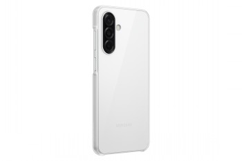 Samsung A26 Clear Case - transparante accessoire voor smartphone Transparante Samsung A26-case toont de achterkant met een witte afwerking, camera linksboven.