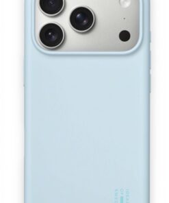 Lichtblauw iPhone 17 Pro-hoesje met minimalistisch design en compatibiliteit met MagSafe.
