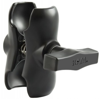 Korte en zwarte RAM Mounts C-maat montagearm met kogelgewrichtmechanisme.