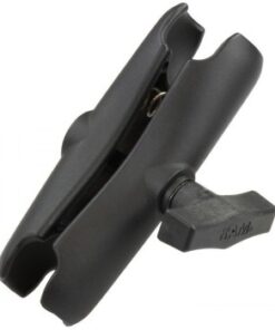 RAM Mounts middelgrote montagearm - praktische accessoire Middelgrote RAM Mounts montagearm van zwart metaal met stelknop in het midden.