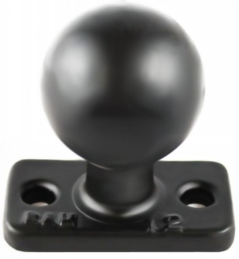 Zwarte RAM Mounts C-formaat 1.5 inch kogel met twee montagegaten op een rechthoekige basis.
