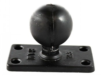 RAM Mounts aluminium kogelbasis met 1,5 inch kogel en bevestigingsgaten Zwarte aluminium montagebasis met een kogel van 1,5 inch en vier bevestigingsgaten op een rechthoekige plaat.