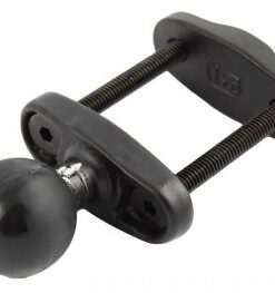 Zwarte RAM Mounts kogelhouder van C-formaat met een 1,5-inch kogel en een verstelbare klem voor een breedte tot 1,5 inch.