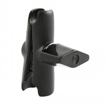 Dubbele socket-armbevestiging van formaat A van RAM Mounts, gemaakt van zwart metaal, zijprofiel.