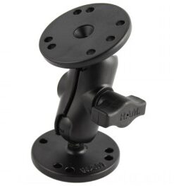 RAM Mounts korte montage-arm en twee platen, B-maat, 1.0" bal. Korte zwarte RAM Mounts montage-arm met twee ronde platen en een stelknop, duurzame constructie.