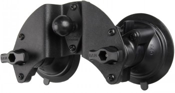 RAM Mounts zuignapbevestiging met flexibele B-maat kogel Zwarte RAM Mounts zuignapbevestiging met een flexibele B-maat kogel en twee ronde zuignappen.