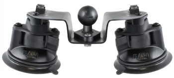 RAM Mounts flexibele zuignaphouder balgrootte B - Laptopaccessoires Zwarte flexibele zuignaphouder met twee grote zuignappen en in het midden een balgrootte B.
